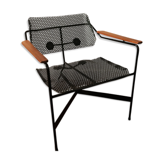 Black lacquered metal armchair