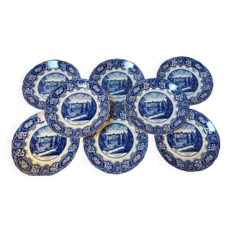 Série de 8 assiettes plates anciennes en porcelaine Boch Frères - Collection Keramis