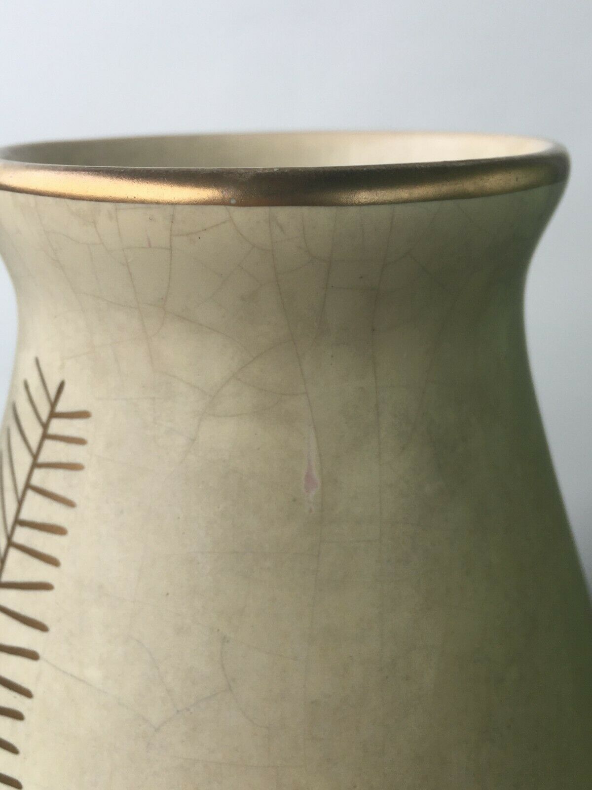 20th century gold painted ceramic art deco vase