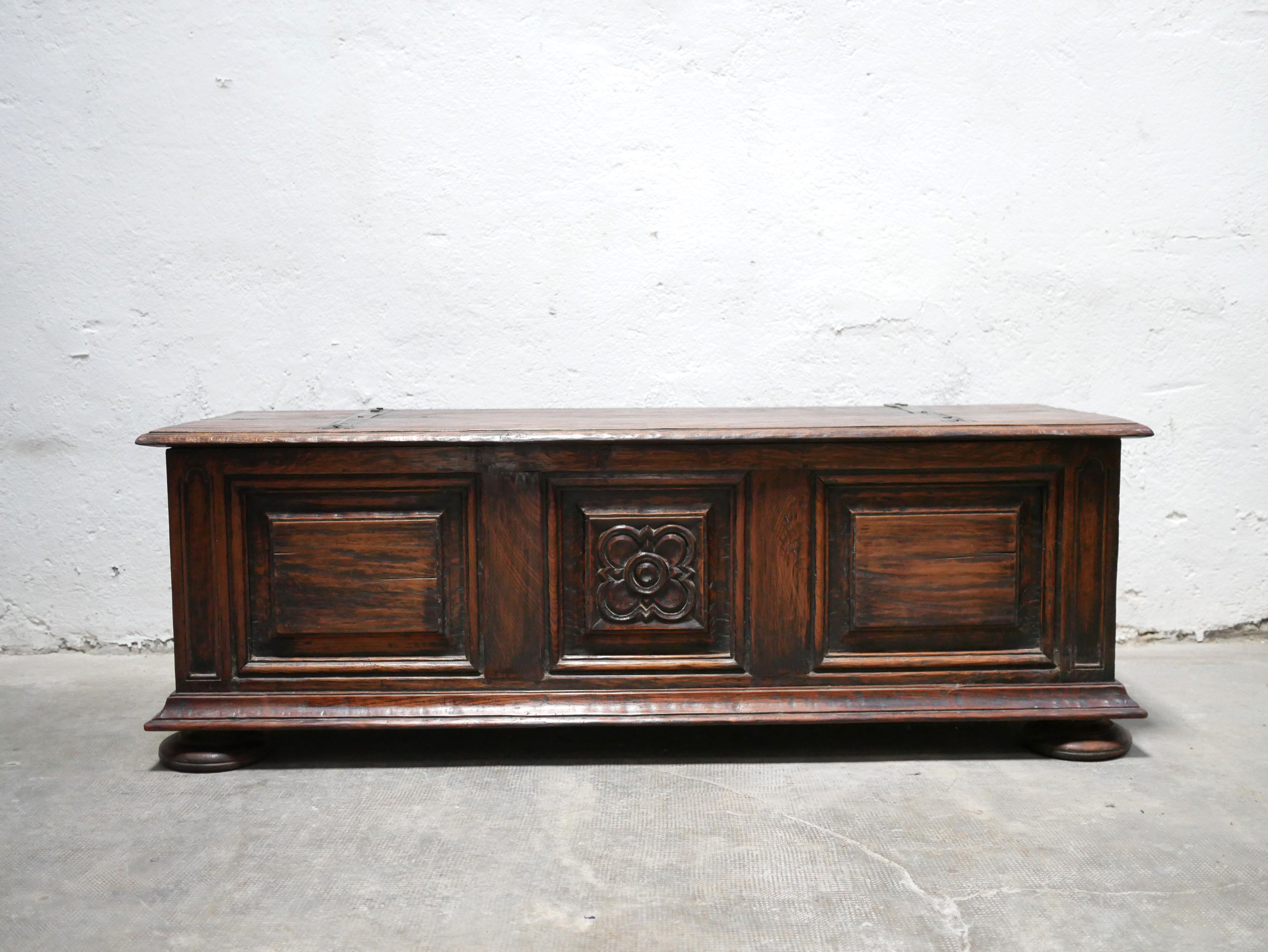 Old chest in solid oak