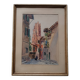 Signed watercolor painting View of Albi Cathedral