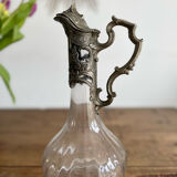 Glass ewer decanter with tin frame