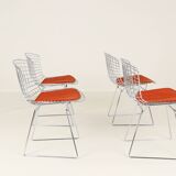 Set of four Model 420C dining chairs designed by Harry Bertoia for Knoll International, USA, 1960s