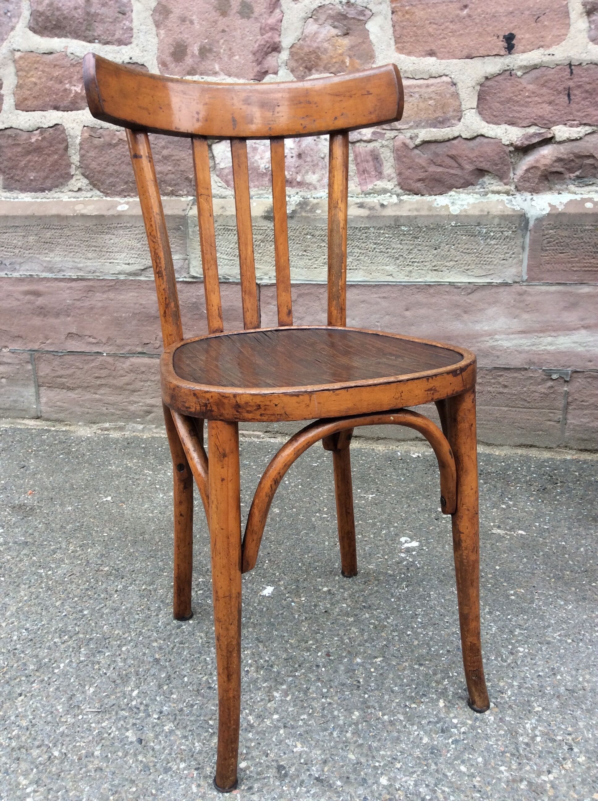 Lot of 2 wooden bistro chairs 1950