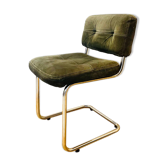 Vintage Roche Bobois chair in green suede Year 1970