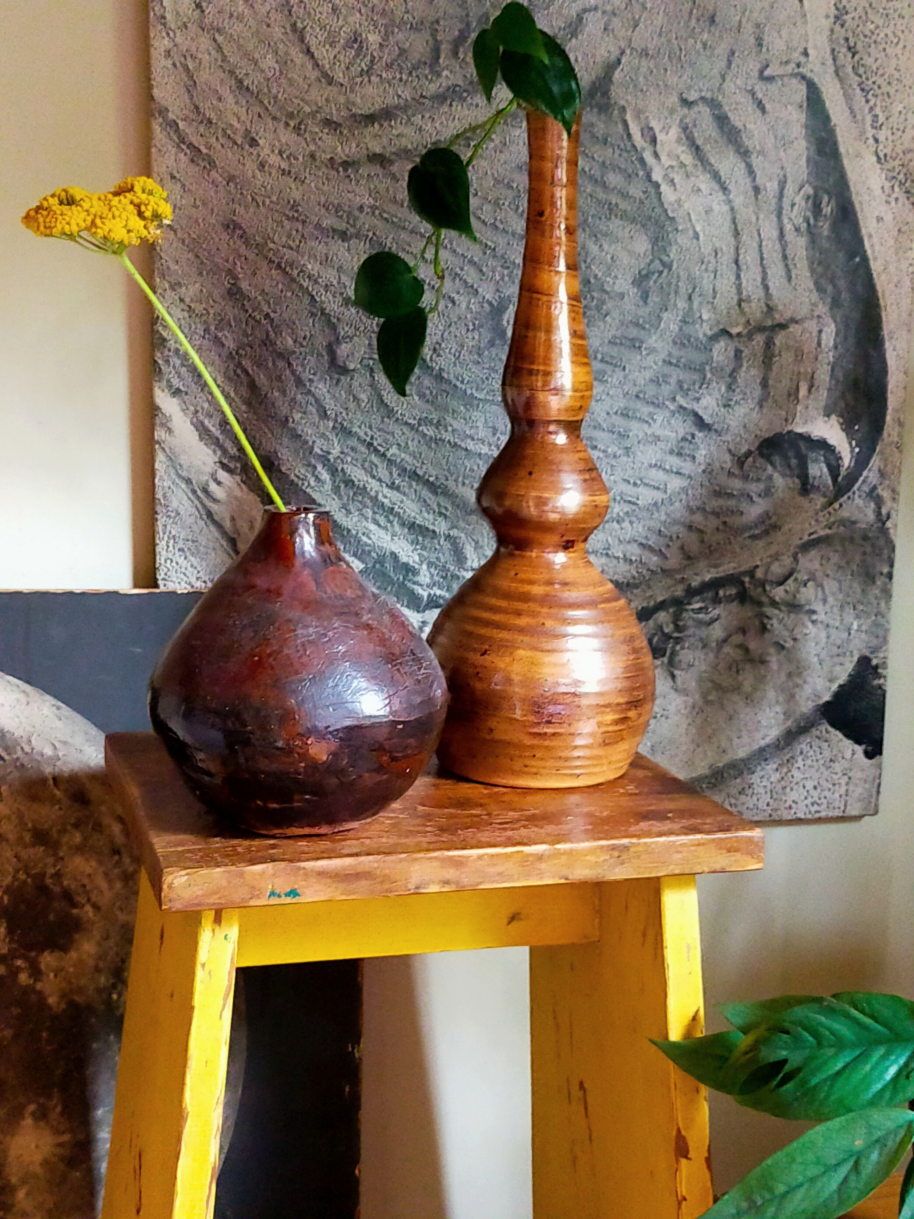 Potter's soliflore vase in vintage glazed stoneware