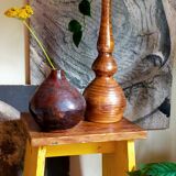 Vase soliflore de potier en grès émaillé vintage