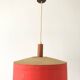 Red fabric ceiling light with textured plexiglass shade by Temde, 1960s, Germany.