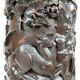 Important high Asian column / saddle in carved wood, circa 1880, Indochina