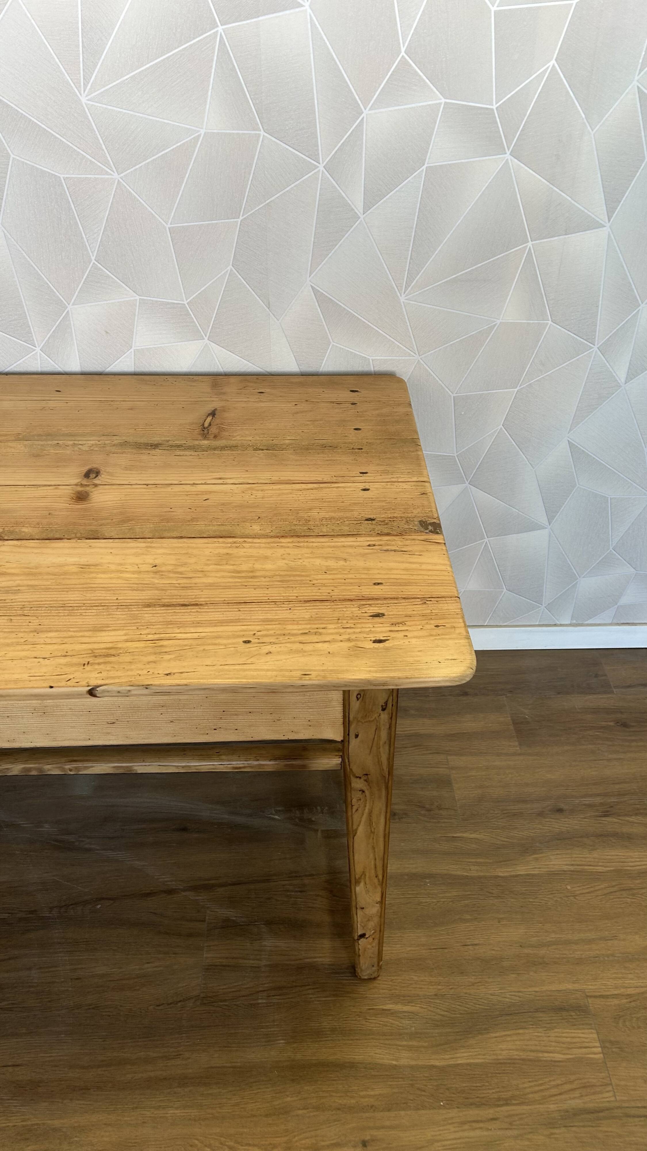 Solid wood farmhouse table, stripped and varnished