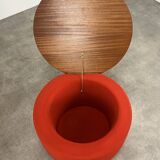 Pair of space age side tables, red velvet from the 70s