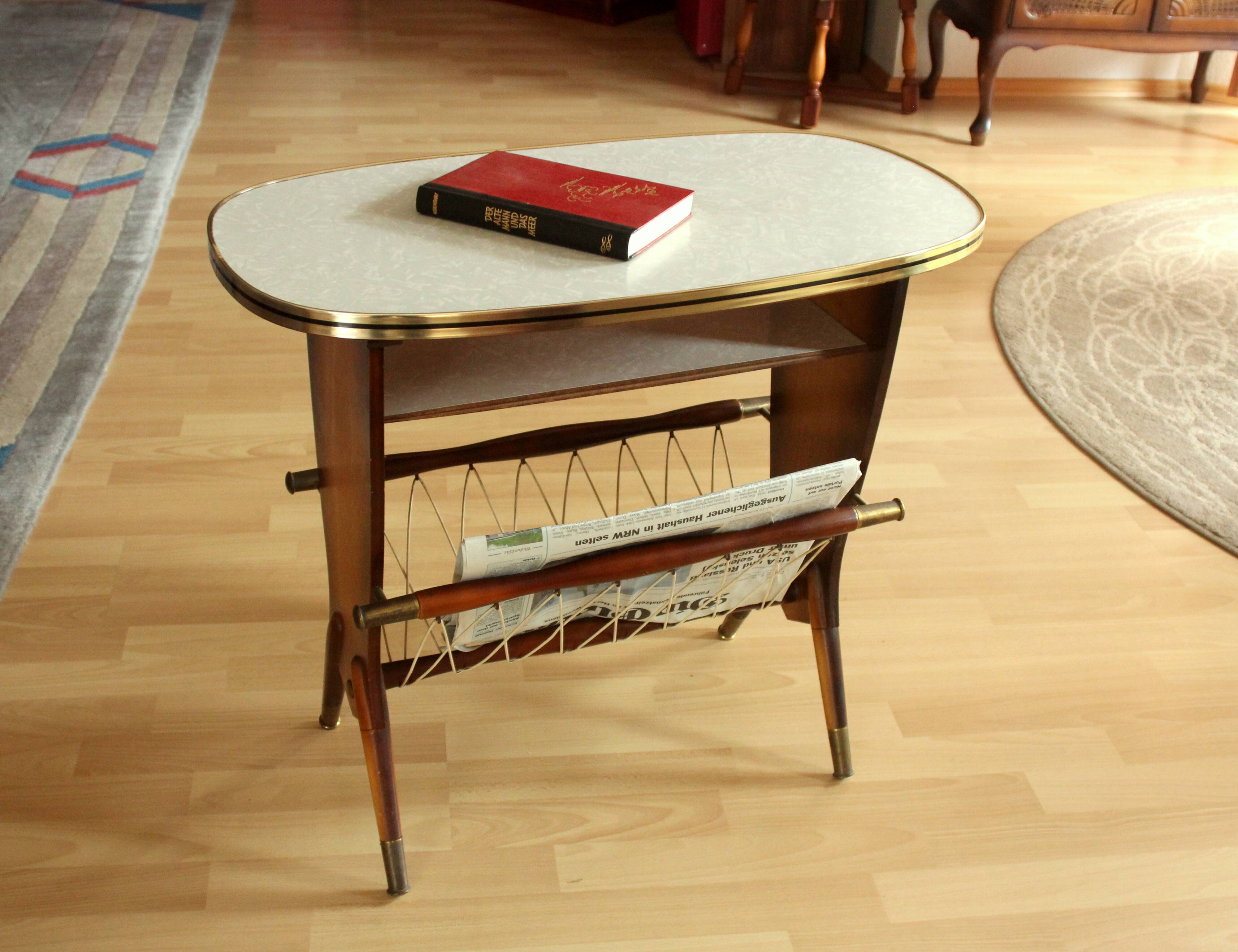 Original 1950s side table with magazine rack - Vintage