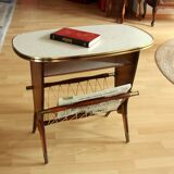 Table d'appoint originale des années 1950 avec porte-revues - Vintage