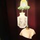 Vintage 3-light suspension, glass and opaline.