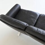 De Sede model DS-31 three-seat sofa black leather Switzerland 1970