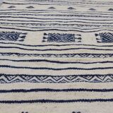 Kilim traditional white and blue handmade carpet 205x110cm