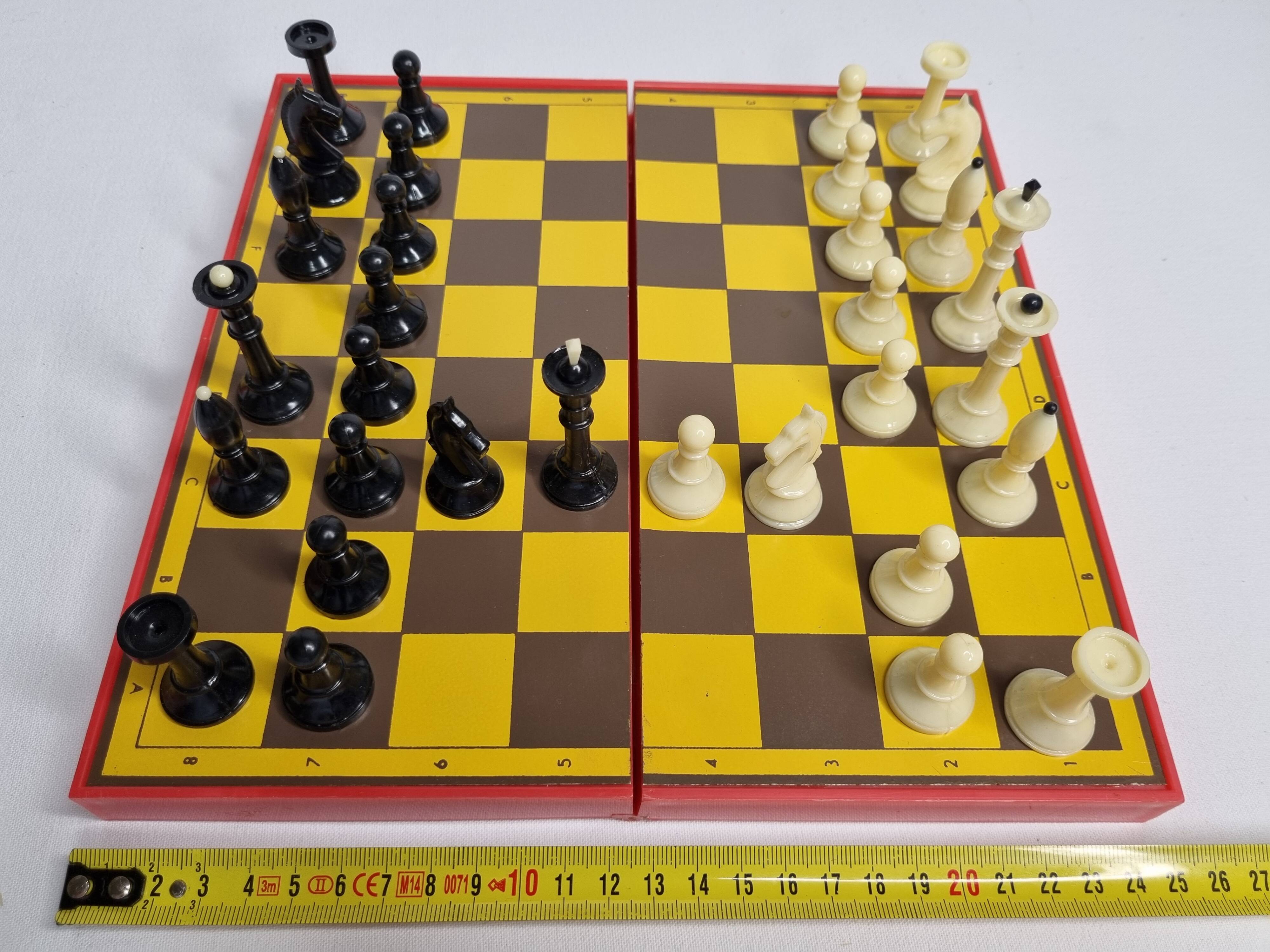 Vintage 80s Latvian Travel Magnetic Chess Set Complete with Pieces and Board