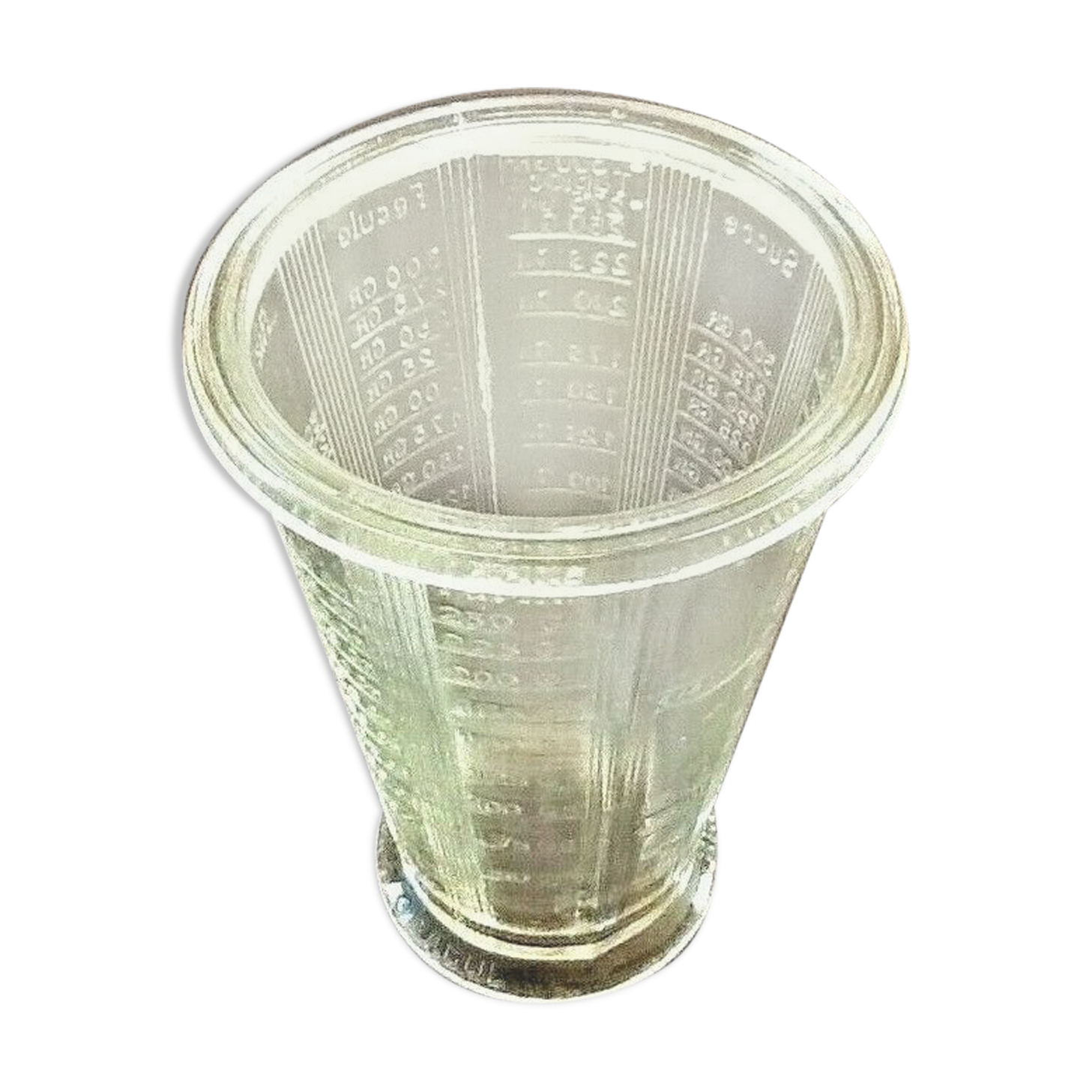 Graduated glass "Foreign" 50s moulded glass made in France