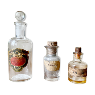 Lot of 3 old apothecary bottles