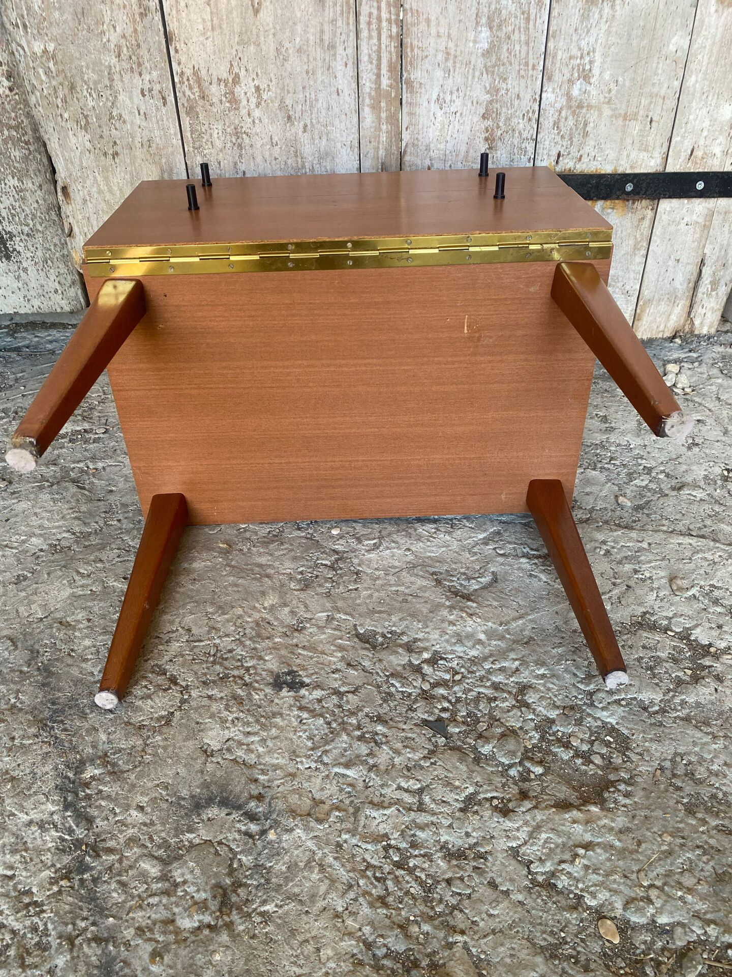 Antique Nightstand Scandinavian Wood Drawer + Vintage Case #E287