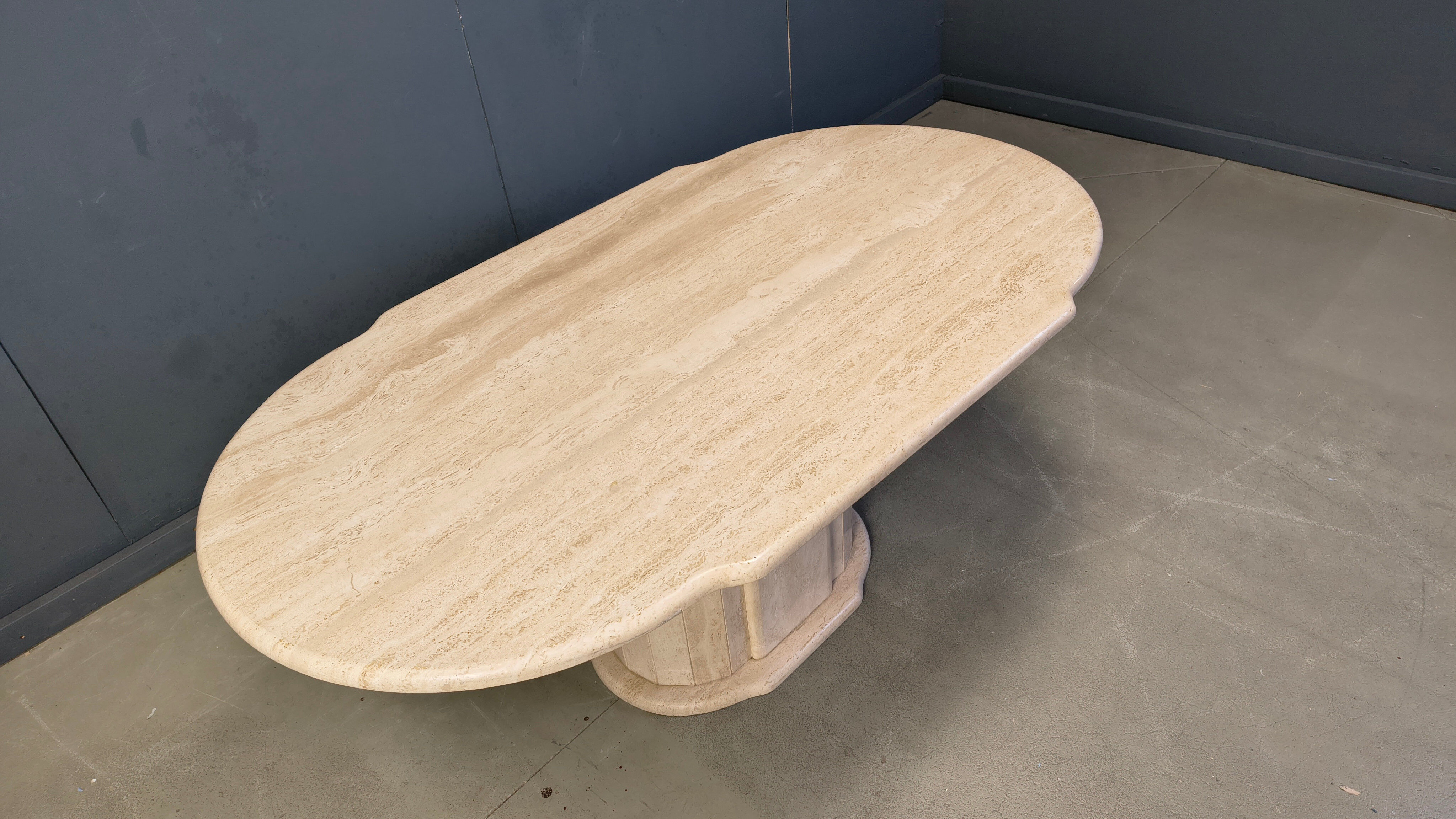 Vintage oval travertine dining table, 1970s