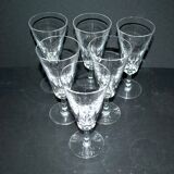Baccarat set of 6 cut crystal champagne flutes, Carcassonne model, 1960