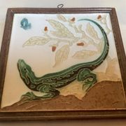 Ceramic panel salamander royal lizard Delft
