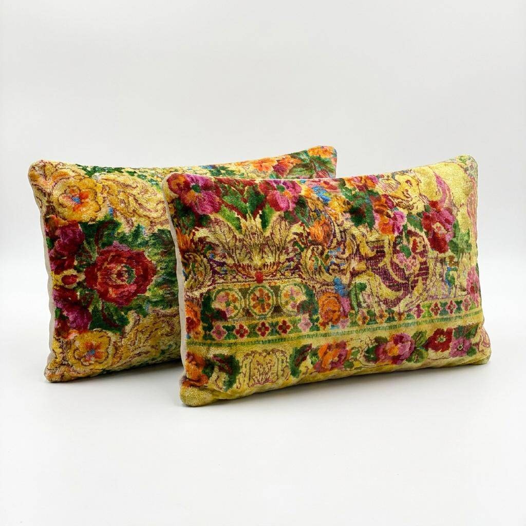 Set of 2 vintage velvet cushion covers 43x61 cm