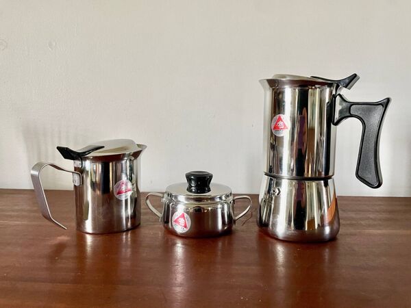 Ensemble Euroexpress Nanni inox, cafetière 6 tasses, Italie 1980