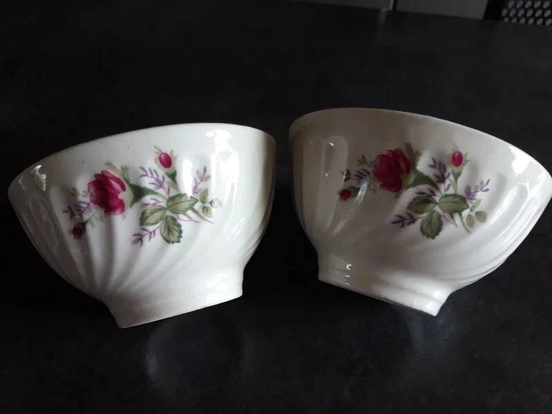 vintage lot 2 bols décors rose avec feuillages