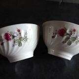 vintage lot 2 bols décors rose avec feuillages