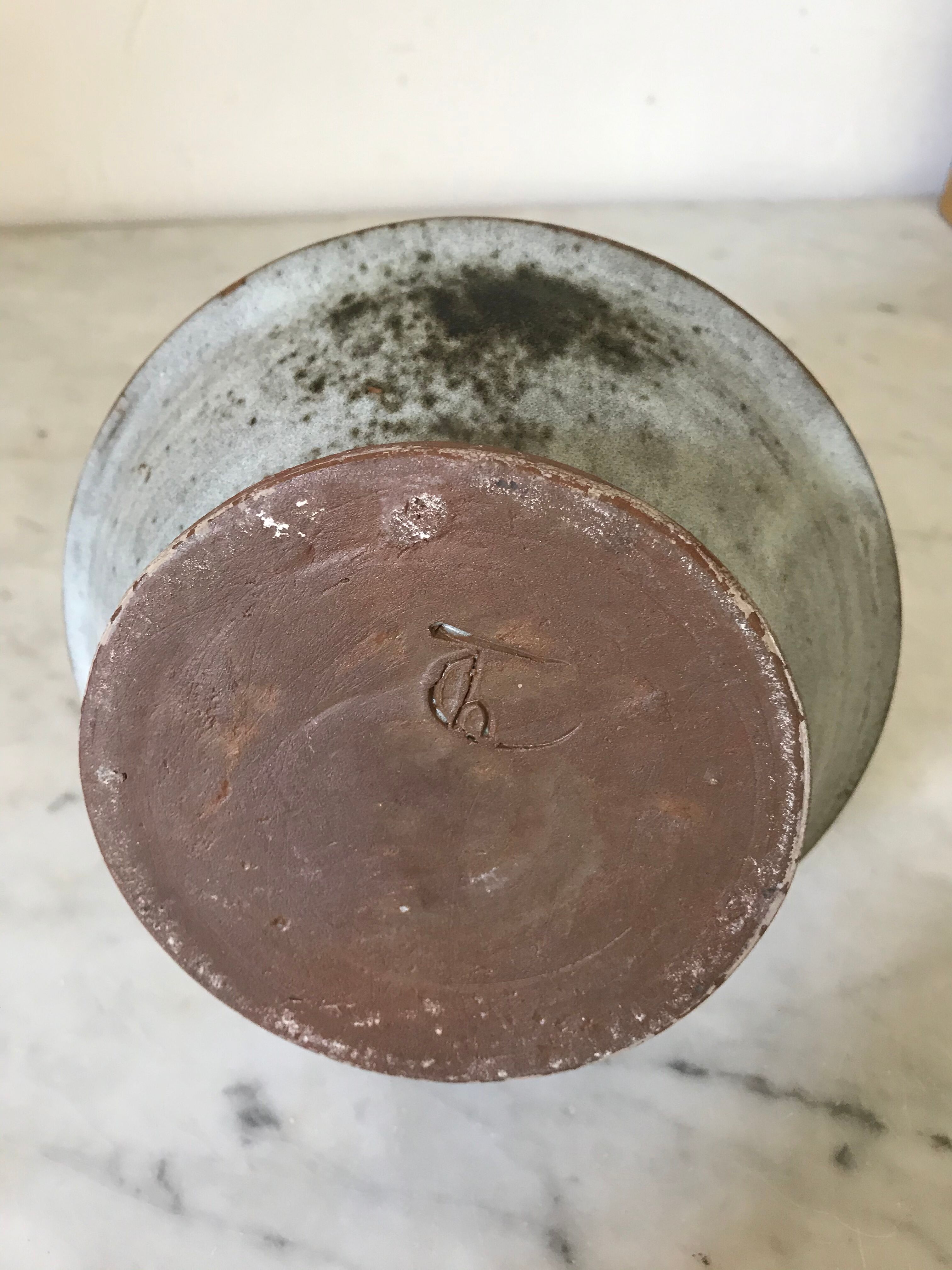 Signed ceramic flower-picker vase