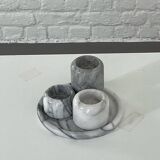 Set of marble candle holders with base