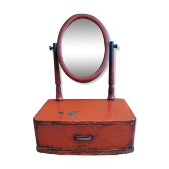 Mirror jewel box in red chinese laqué