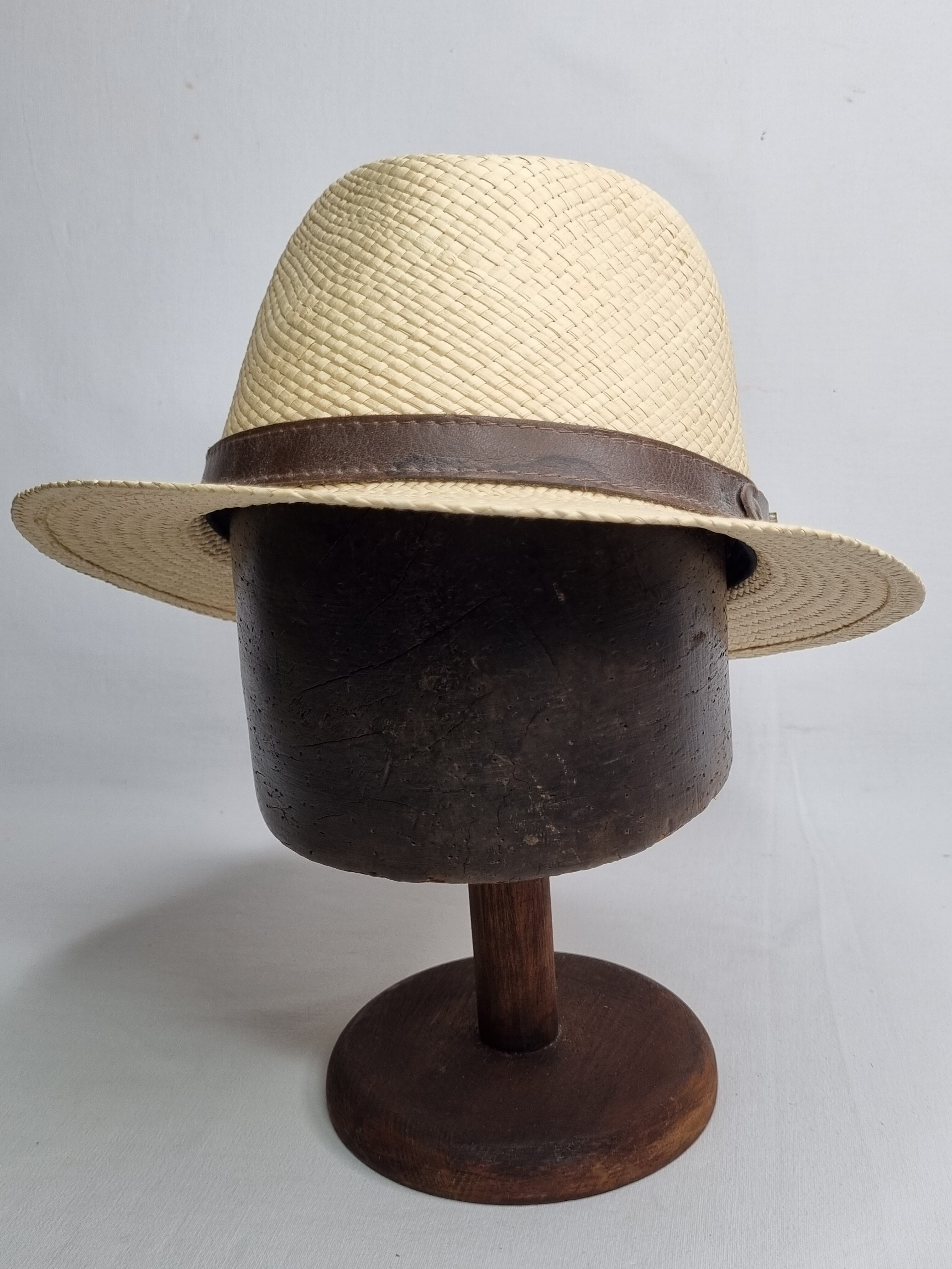 Old solid wood hat shape on foot, 1900