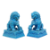 Large Temple Lion Statues Foo Dogs Blue Porcelain 25cm