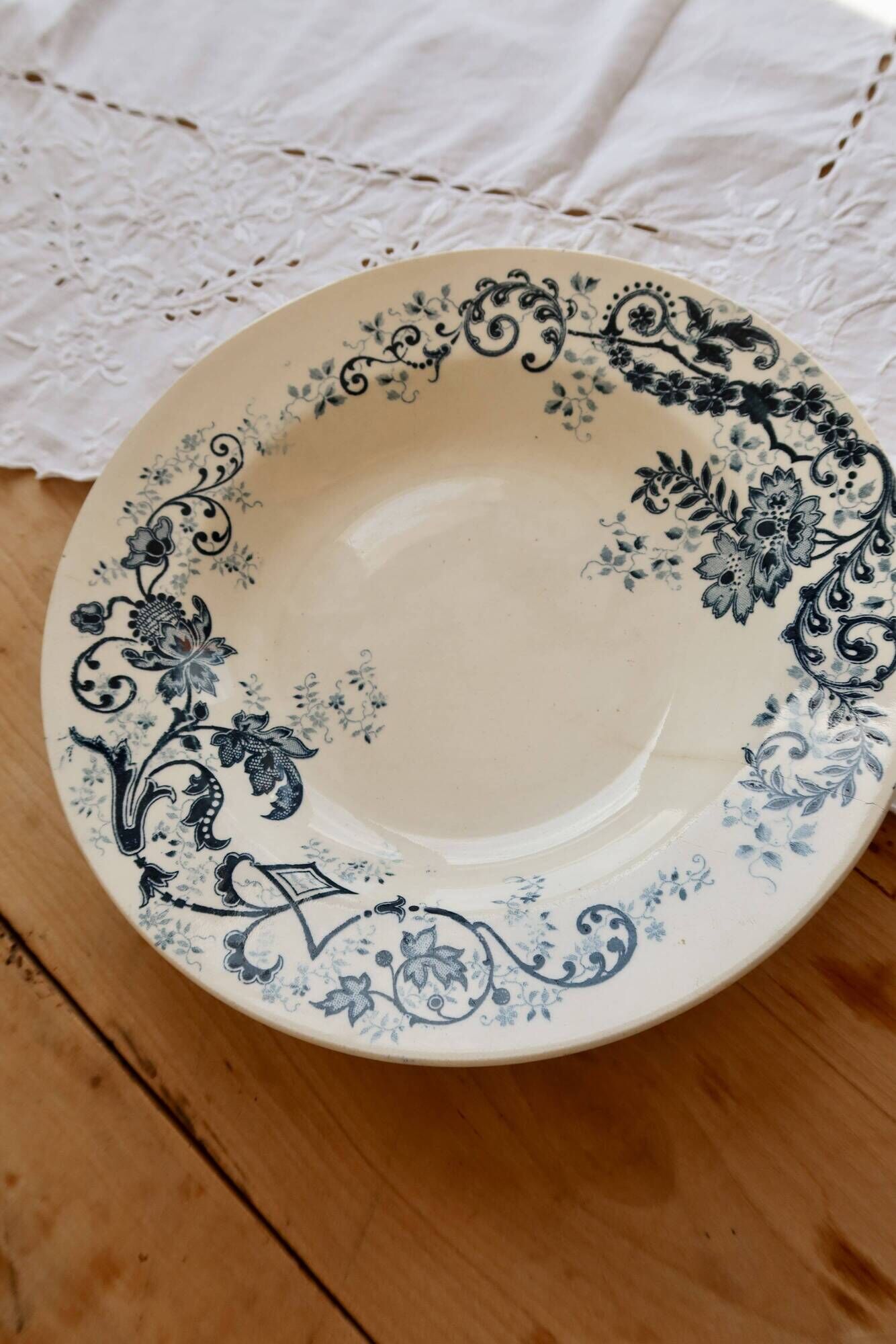 Antique hollow plate, ironstone HB&Cie Choisy-le-Roi - Sévigné model