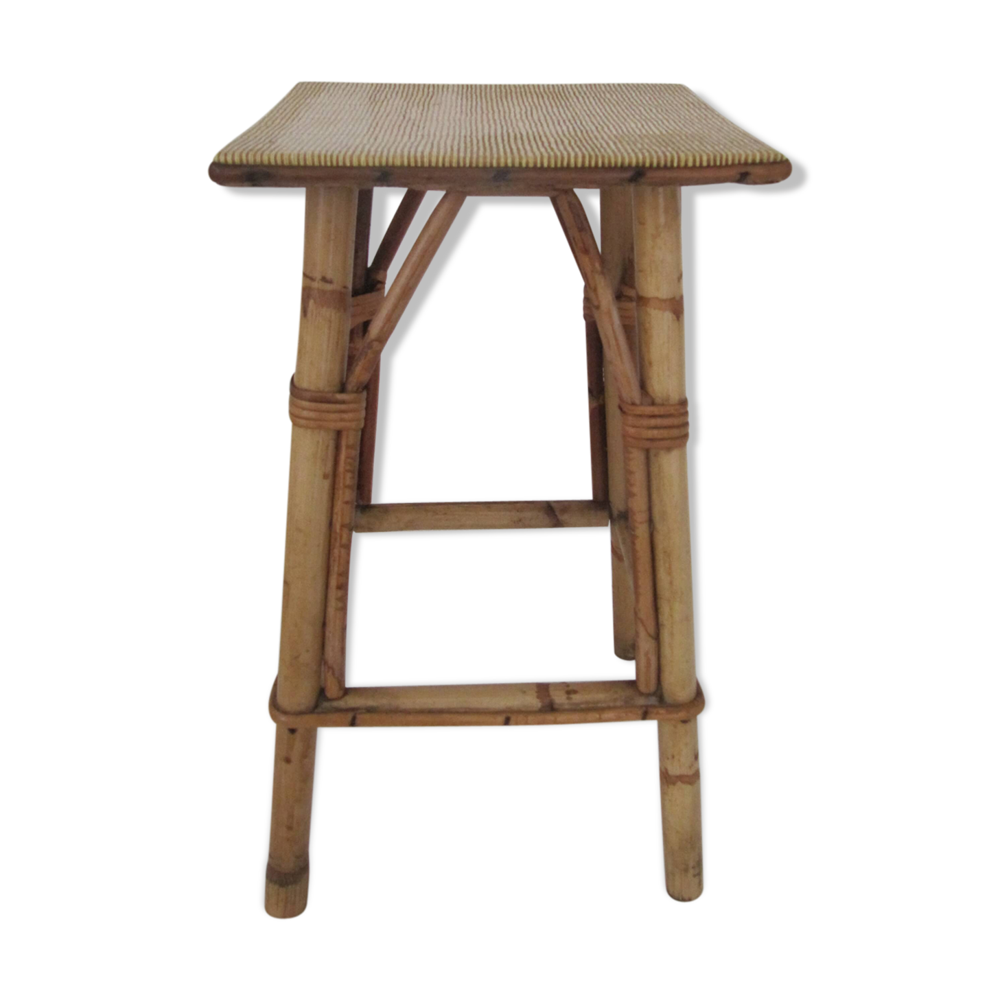 Vintage square rattan stool