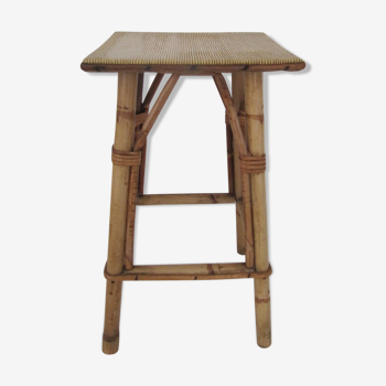 Vintage square rattan stool