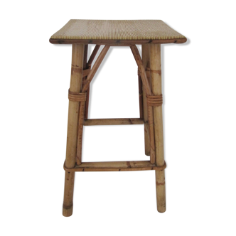 Vintage square rattan stool