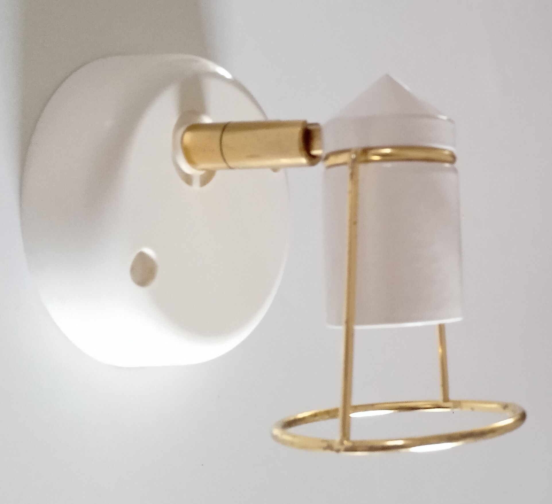 Wall lamp metal white and gold spot vintage