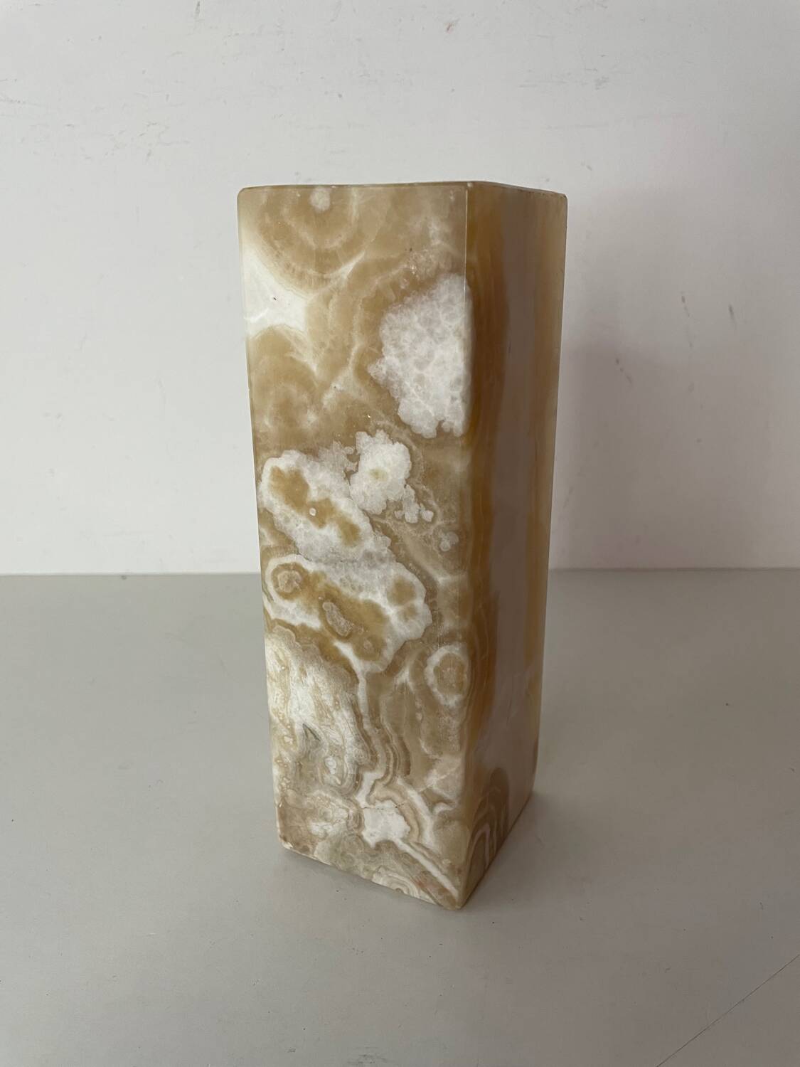 Cubic alabaster vase