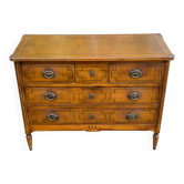 Louis XVI commode in marquetry and veneer of amaranth/cherry 1950