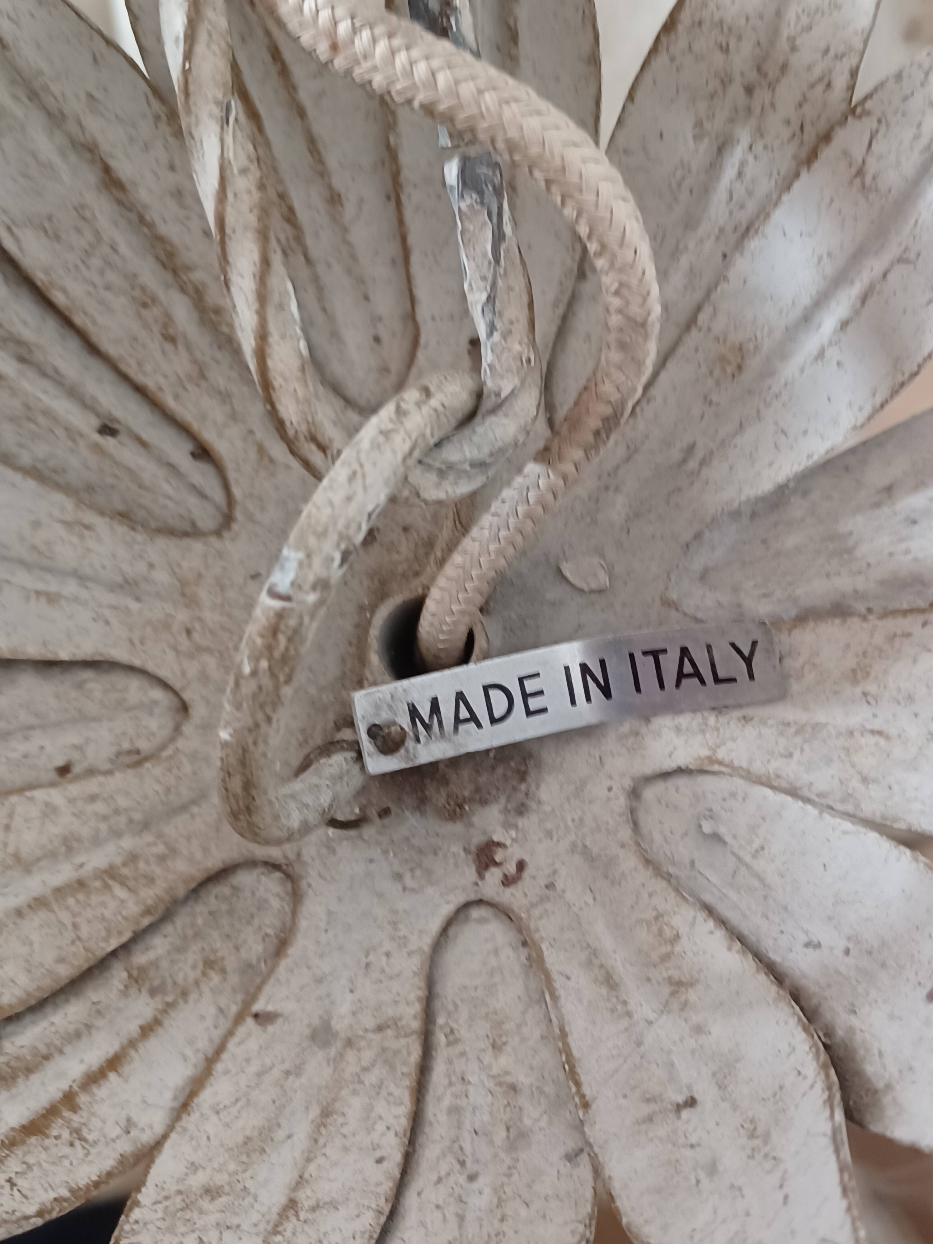 Wrought iron chandelier - Floral decor - Italy - 1950