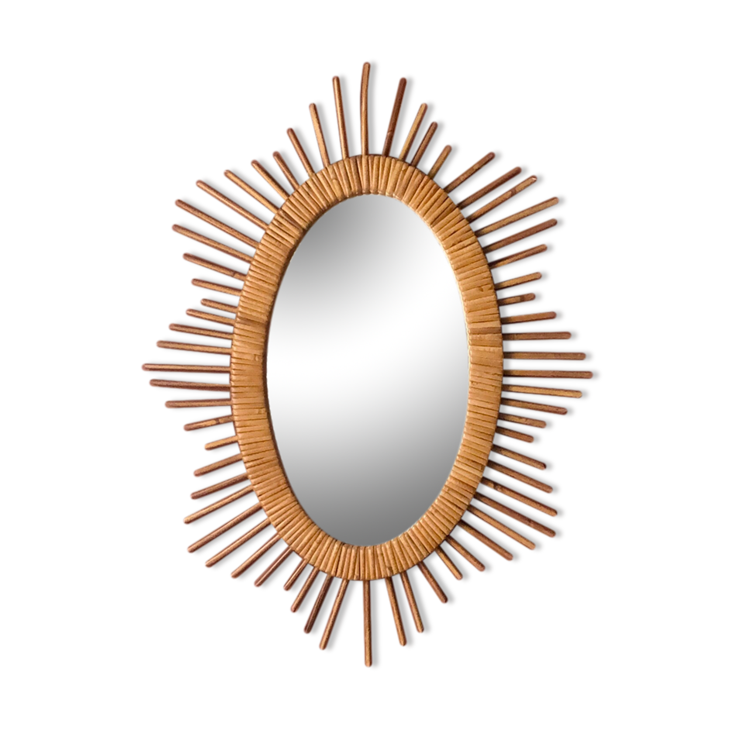 Oval rattan sun mirror