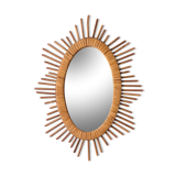 Oval rattan sun mirror