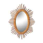 Oval rattan sun mirror