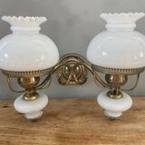 Vintage bronze/opaline wall lamp