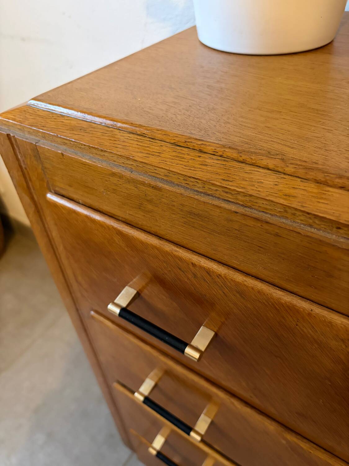 Très belle commode vintage en chêne miel