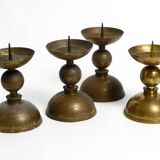 4 rare large heavy Mid Century brass candlesticks from a Bavarian church